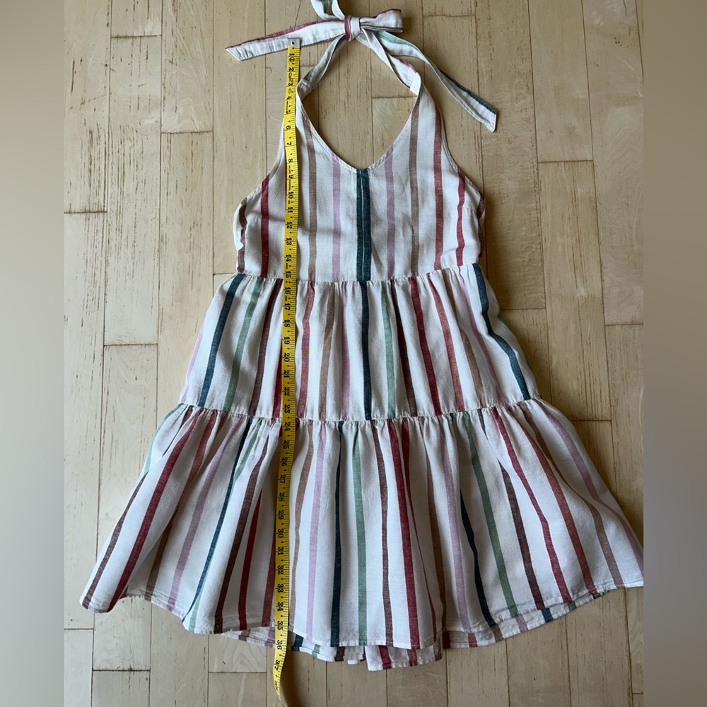 American Eagle Outfitters Cotton Linen Rainbow Striped Halter Tie Dress Large - Picture 11 of 16